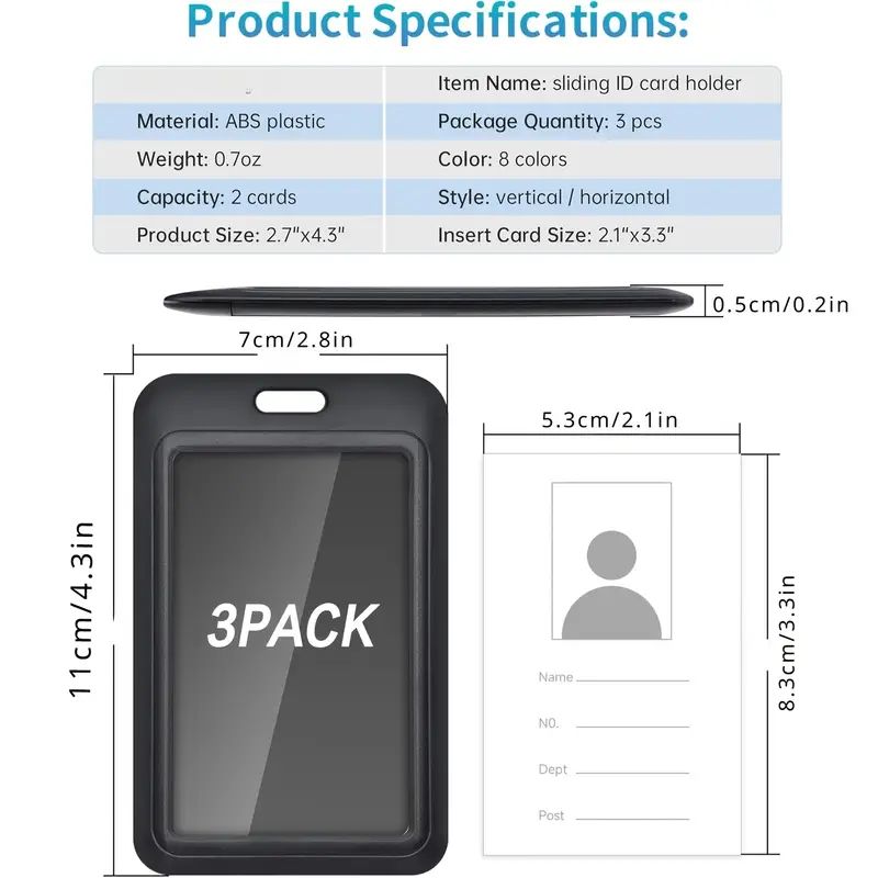 3 pieces heavy duty sliding ID - огляд і ціна Index Card Holder